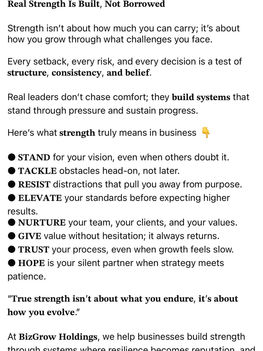 CheryleSani5's tweet photo. Real strength is built, not borrowed. It grows through setbacks, disciplined systems, higher standards, and trust in the process. Strength isn’t a reaction; it’s a design. https://t.co/BwyVURh7r9