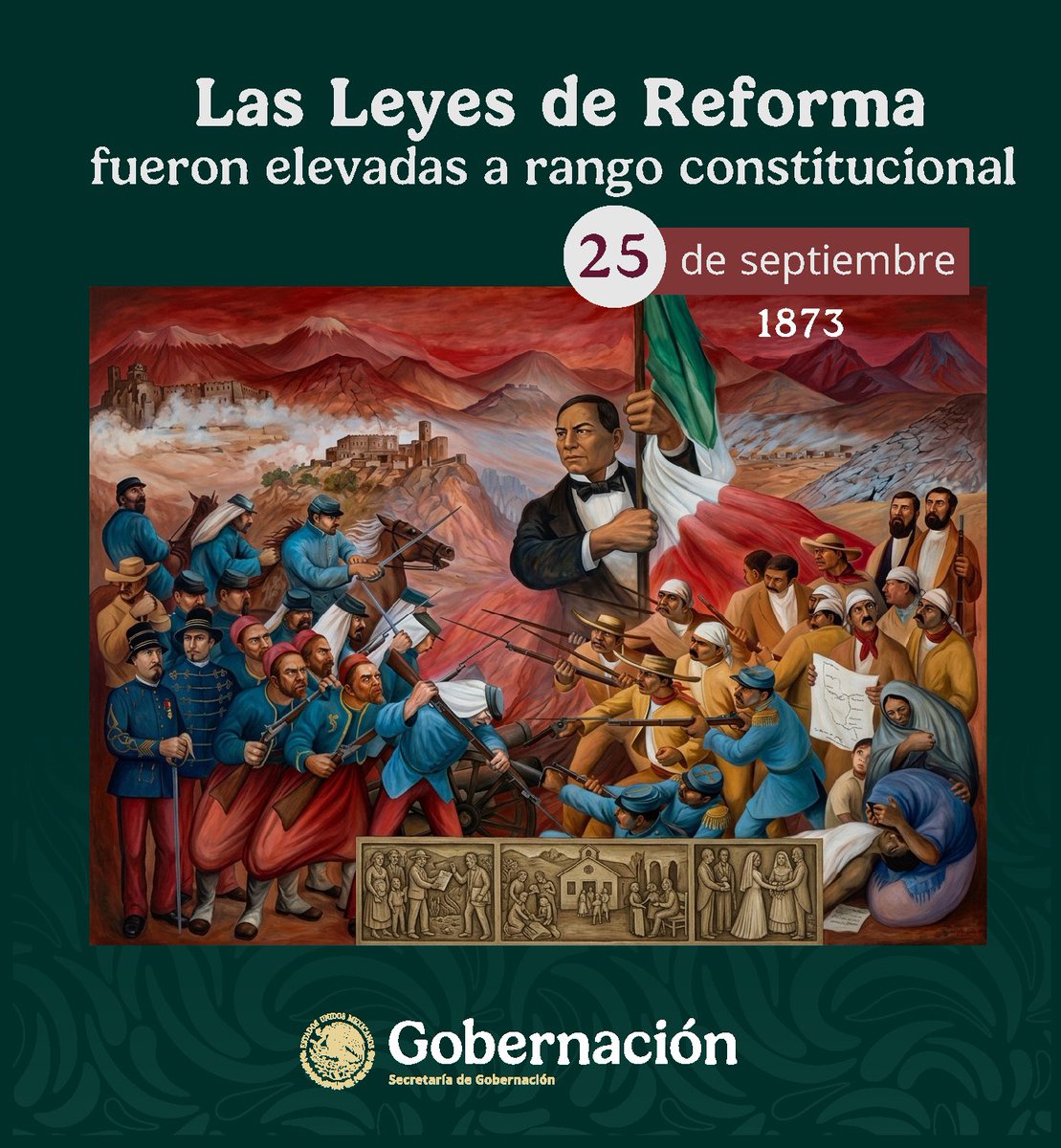 EFEMERIDESMX's tweet photo. Las #LeyesDeReforma, fundamentales en la construcción del Estado mexicano, fueron elevadas a rango constitucional en la administración de Sebastián Lerdo de Tejada en 1873, vía @DOF_SEGOB y La Voz de México. @RocioBarcenaM #Efemérides https://t.co/ezAKCOT5HJ