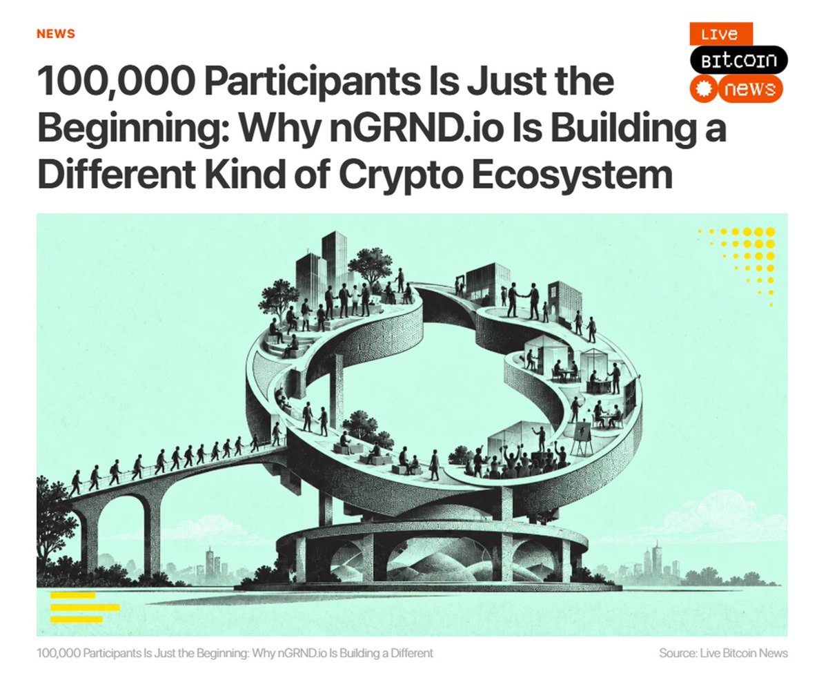 nGRND_io's tweet photo. Most crypto is still:
Buy the token. Hold the token. Hope the token goes up.

@LiveBTCNews on why nGRND is built differently.

Month one of the Staking & Rewards Ecosystem: • 100,000+ Participants • Every one an NGRND token holder • 625,000+ tasks completed

Registration is acquisition. Tasks are behavior.

Eight Participation Streams. Twenty Reward Levels. Rewards designed in stablecoins — not more of the native token — subject to applicable rules.

Underneath it: Dual Treasury. A token treasury for the digital ecosystem. A Preserved Gold Treasury tied to verified gold that stays in the ground.

Digital scarcity proved it can have value. Gold already had thousands of years of proof. We are building the participation economy between them.

100,000 is the starting point.

Get grounded 🟡https://t.co/BsPYA1sAbx

@nGRNDesg @DigItGoldGame @GAMEEToken @predictfully_
@LiveBTCNews
