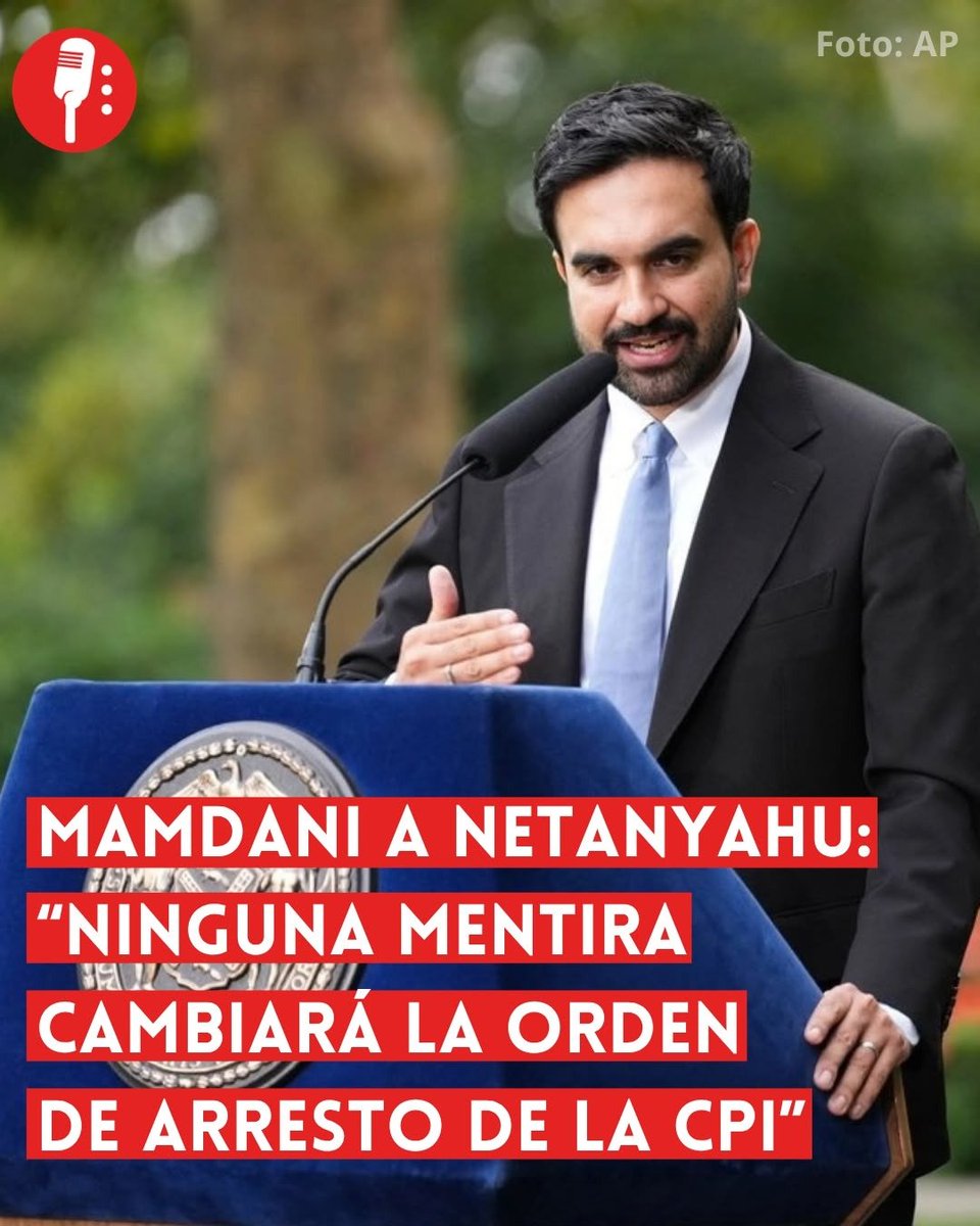 YosoyPedrero's tweet photo. 🚨 OJO: MAMDANI A NETANYAHU: “NINGUNA MENTIRA CAMBIARÁ LA ORDEN DE ARRESTO DE LA CPI”

El alcalde de Nueva York, Zohran Mamdani, respondió a las acusaciones lanzadas por el primer ministro israelí, Benjamin Netanyahu, durante su discurso ante la Asamblea General de la ONU y afirmó que ninguna declaración puede modificar la orden de arresto emitida por la Corte Penal Internacional (CPI). https://t.co/8F6vnVEZXi