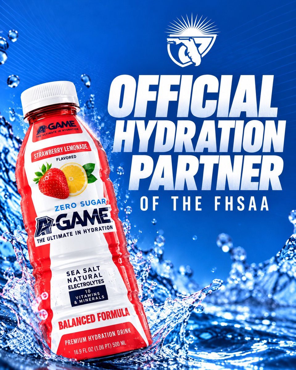 FHSAA's tweet photo. A new era of hydration is here. 💧
The FHSAA is proud to welcome @drinkagame as our Official Hydration Partner!
Ready to fuel Florida high school sports. 🏆
#FHSAA #AGAME #OfficialHydrationPartner https://t.co/6JkhyjUXdW
