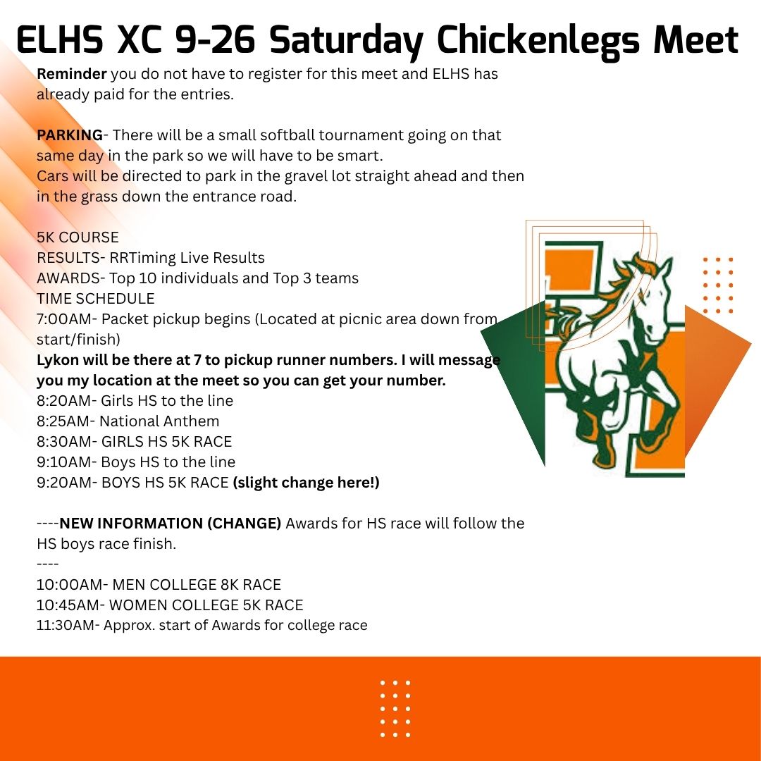 elhsmustangsxc's tweet photo. Tomorrow's Meet at Salisbury Community Park, Chickenlegs Throwdown https://t.co/1jtyuWIYqO