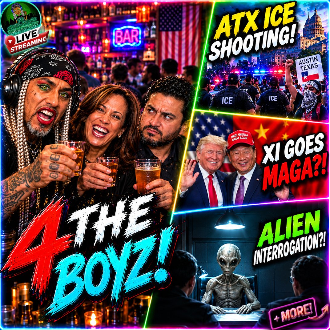 SunofMan665's tweet photo. It's #Friday!
#4TheBoyz! goes live in 15 minutes!

Watch Link : https://t.co/oIiDiUsXQq

#TheUndergroundBroadcast #SunofMan #PoliticalSatire #PoliticalCommentary #ATX #ICE #XiJinpeng #TrumpNews #Liberals #Democrats #woke #UFO #conspiracy #AbdulElSayed #KamalaHarris #UnitedNations https://t.co/MRGJyZMAMx