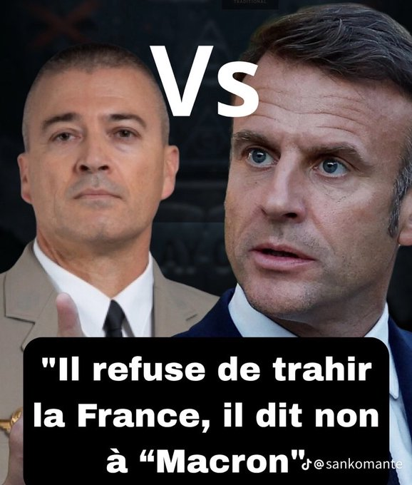 Forhalinton's tweet photo. 🇫🇷🚨 Le général Thierry Burkhard, chef d'état-major des armées, claque la porte. Il accuse Macron de trahison. Il refuse de cautionner une stratégie qui mène à la guerre. 
Un militaire de haut rang préfère démissionner plutôt que devenir complice. Le fossé entre le pouvoir et l'armée se creuse. 
Macron est seul. L'armée est en crise. La France est en danger. Une démission qui dit tout. Une trahison dénoncée. 
Un président lâché par ses généraux. Une fois de plus. La France mérite mieux.