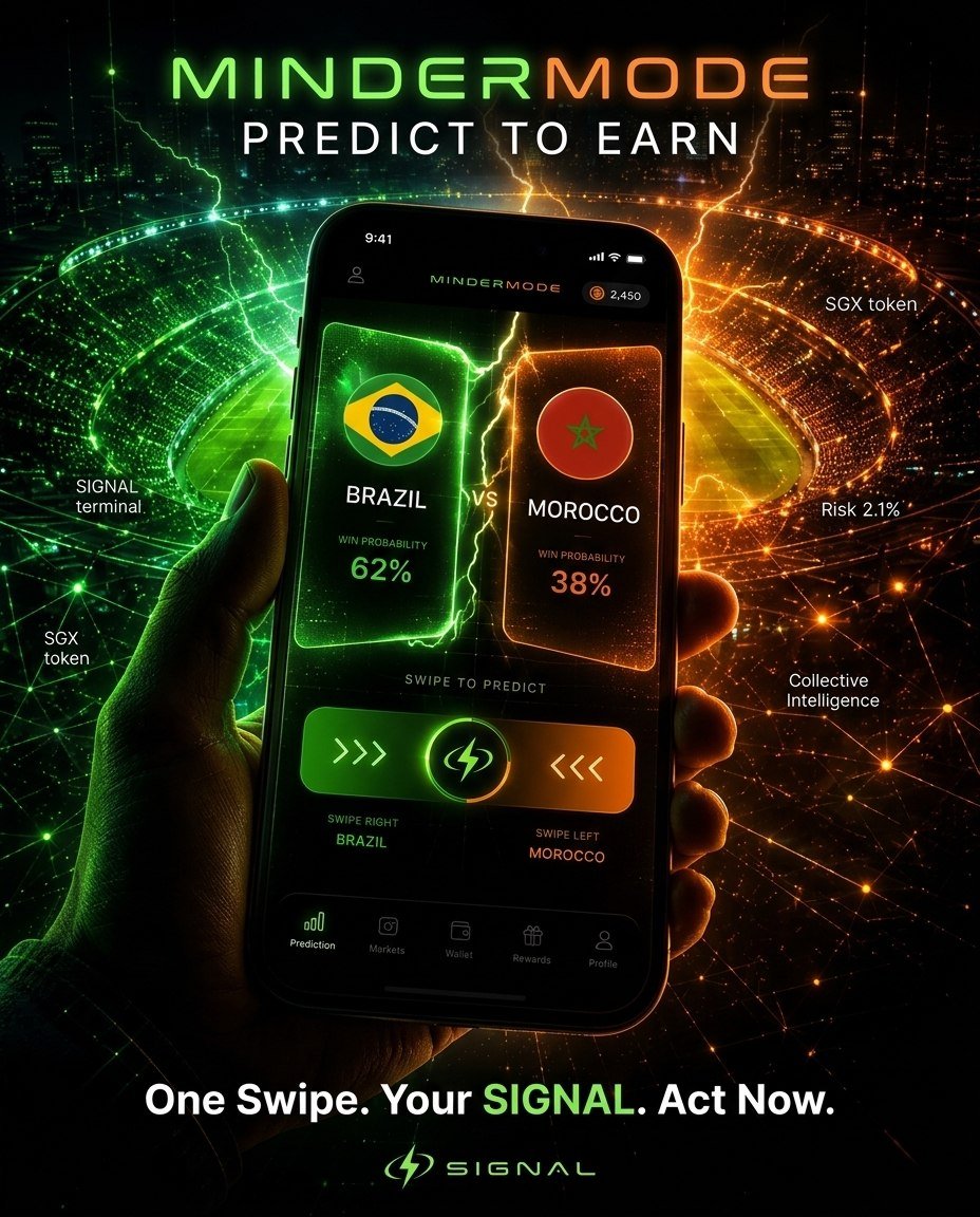 SauliusssSignal's tweet photo. 📌 What SIGNAL is:
- Smart Trading Terminal 📲
- Real-Time Predictions &amp; Analytics ⚽️📈
- AI Risk Management 🛡
- SGX Ecosystem Token 💎

MINDERMODE is here. One Swipe Shapes The Outcome. Real People. Real Rewards.

#SIGNAL #PredictionMarkets #TradingTerminal #DeFi https://t.co/sskcCEGLcQ
