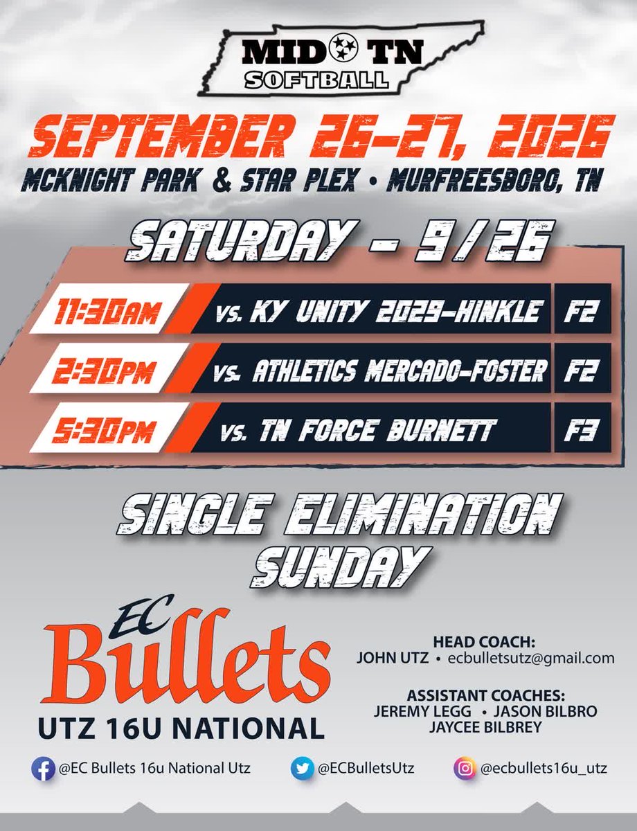 LivLester2030's tweet photo. Excited to kick off fall tomorrow! 🥎🔥

Looking forward to competing with EC Bullets UTZ 16U National at the Mid TN Tri Star Showcase in Murfreesboro and playing in front of some great college coaches!

#6 | 2030 | Oakland
@ECBulletsUtz @MidTNSoftball 

#2030Softball #ECBullets https://t.co/sNYLCrR9Bf