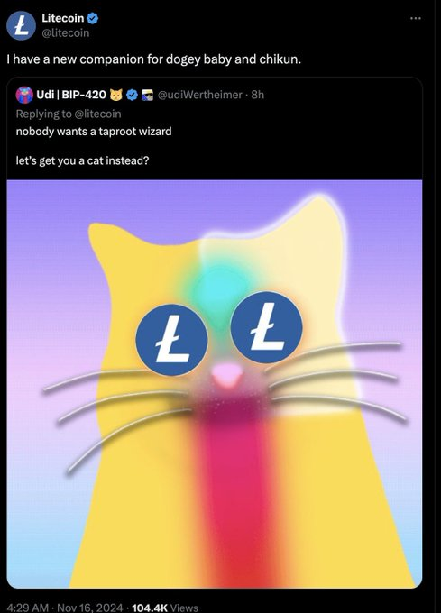 loubd0gg's tweet photo. litecoin just surged 17% to an 8-month high

volume is coming back, litvm is coming, and attention is returning to the litecoin ecosystem

$LITECAT is the organic litecoin meme suggested by @udiWertheimer and acknowledged by @litecoin

holding litecat gives you lightcoin https://t.co/YIkGGL8Z61