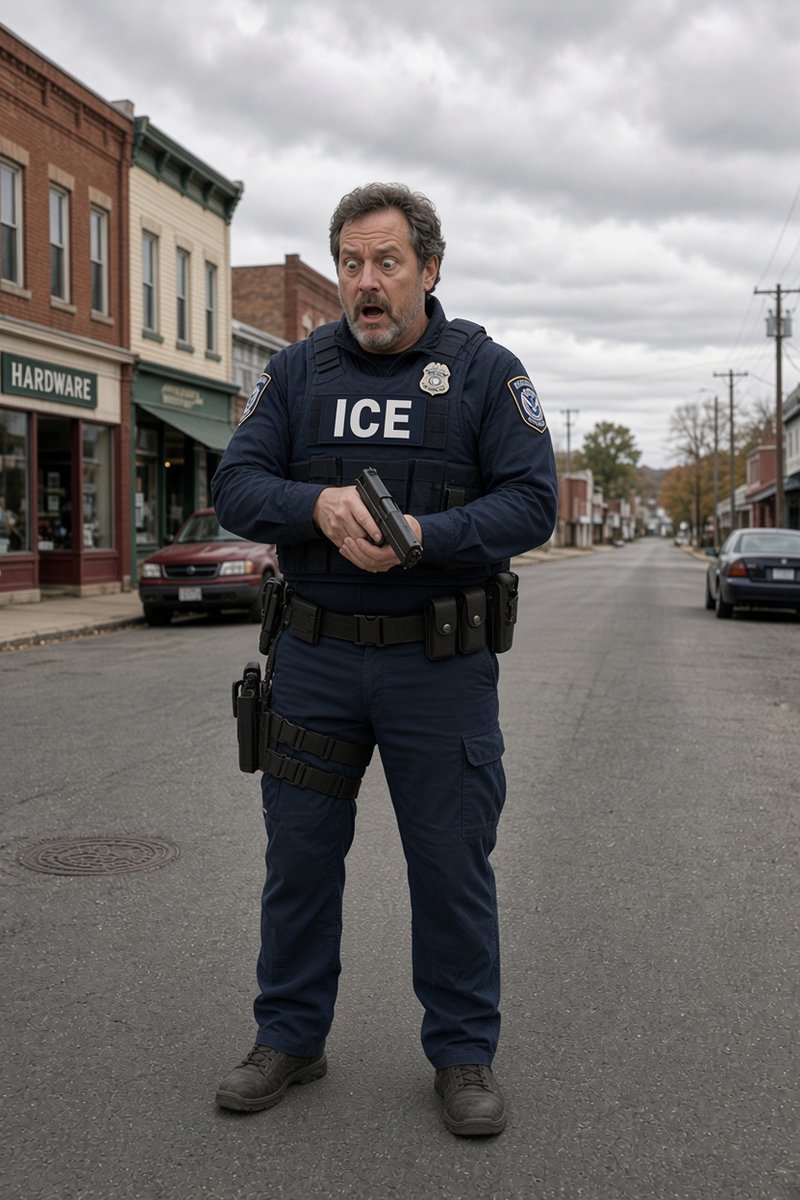 MAGAMayorGuy's tweet photo. This man was protesting downtown against ICE agents deporting illegal immigrants. He found one of their handguns, picked it up, and next thing he knew he was just another agent. His new ICE brother is showing him the Right way to detain and deport. He puts America First now. 🇺🇸 https://t.co/ZafMic1go4