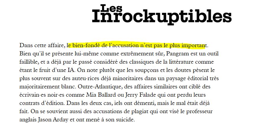 lucas_jaku's tweet photo. 🥇Dans l'affaire Thélyson Orélien la médaille d'or du déni et du sectarisme revient aux Inrocks pour le très stalinien "le bien-fondé de l'accusation n'est pas le plus important".

Comme l'auteur est racisé et le débusqueur de droite, il faut le défendre par idéologie. https://t.co/uCwppMc0Qt