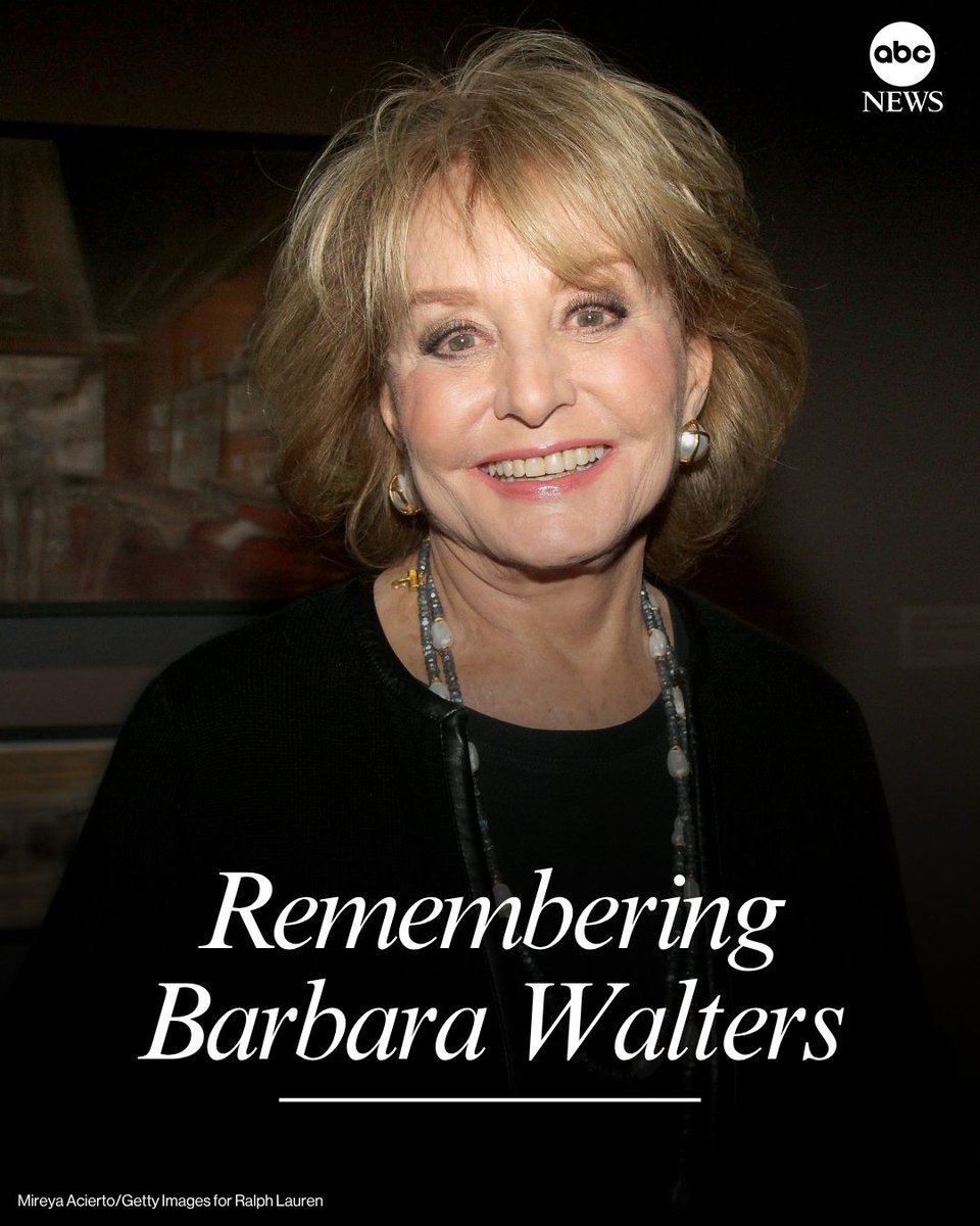 ABC's tweet photo. Remembering longtime ABC News anchor and correspondent Barbara Walters, who was born on this day.
 
Walters, who spent 38 years with ABC News and also created 'The View,' passed away in 2022. https://t.co/ZuclDduWuM