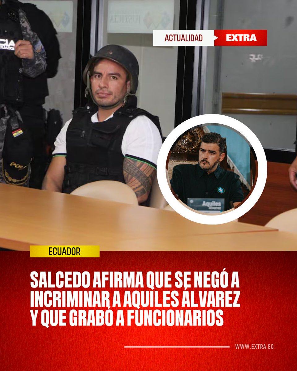 DiarioExtraEc's tweet photo. #EXTRAActualidad | ⚖️🚨 Daniel Salcedo reapareció públicamente durante una audiencia relacionada con su traslado a la Cárcel del Encuentro. El sentenciado lanzó acusaciones sobre supuestas presiones para involucrar al alcalde de Guayaquil, Aquiles Álvarez.

Amplía el tema 👉https://t.co/6THE4jdh2Q