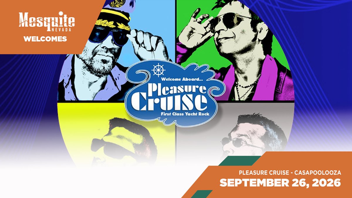 702_Events's tweet photo. Set sail for CasaPoolooza! 🌊🎸 Pleasure Cruise brings the yacht rock vibes to Mesquite Sept. 26 for a night of smooth hits and live music. #LasVegasEvents #Mesquite #CasaPoolooza https://t.co/AnViN7fswc