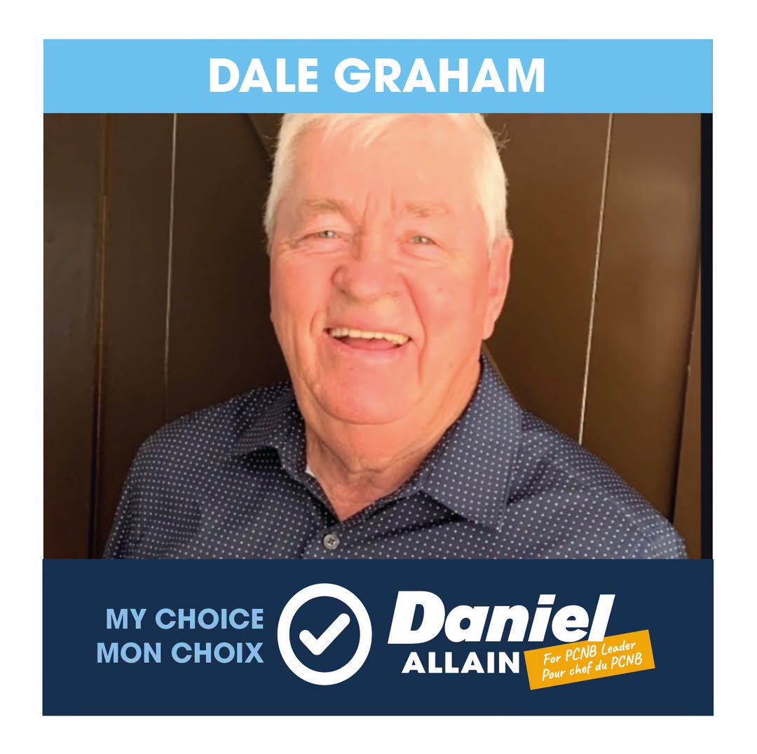 DanielAllainNB's tweet photo. Thank you - Merci Dale! 

"As a former MLA and Deputy Premier, I’ve known Daniel for almost 30 years. I’ve watched him grow from a young political assistant to the man now ready to lead our PC Party and our province, as Premier. 

His experiences as a municipal Councillor, a Provincial Deputy Minister, a CEO, an MLA, and a Minister of the Crown, have well prepared him to strengthen our Party, all around the province, and to move New Brunswick forward.

I respectfully ask you to join me in voting for Daniel as the next leader of the PC party of New Brunswick and next Premier of New Brunswick.”

///

« En tant qu’ancien député provincial et vice-premier ministre, je connais Daniel depuis près de 30 ans. Je l’ai vu évoluer, passant du statut de jeune assistant politique à celui d’un homme désormais prêt à diriger notre Parti conservateur et notre province, en tant que premier ministre. 

Son expérience en tant que conseiller municipal, sous-ministre provincial, PDG, député provincial et ministre de la Couronne l’a parfaitement préparé à renforcer notre parti dans toute la province et à faire avancer le Nouveau-Brunswick.

Je vous demande respectueusement de vous joindre à moi pour voter en faveur de Daniel afin qu’il devienne le prochain chef du Parti conservateur du Nouveau-Brunswick et le prochain premier ministre du Nouveau-Brunswick. »

#pcnbleadership
#nbpoli
#chefferiepcnb