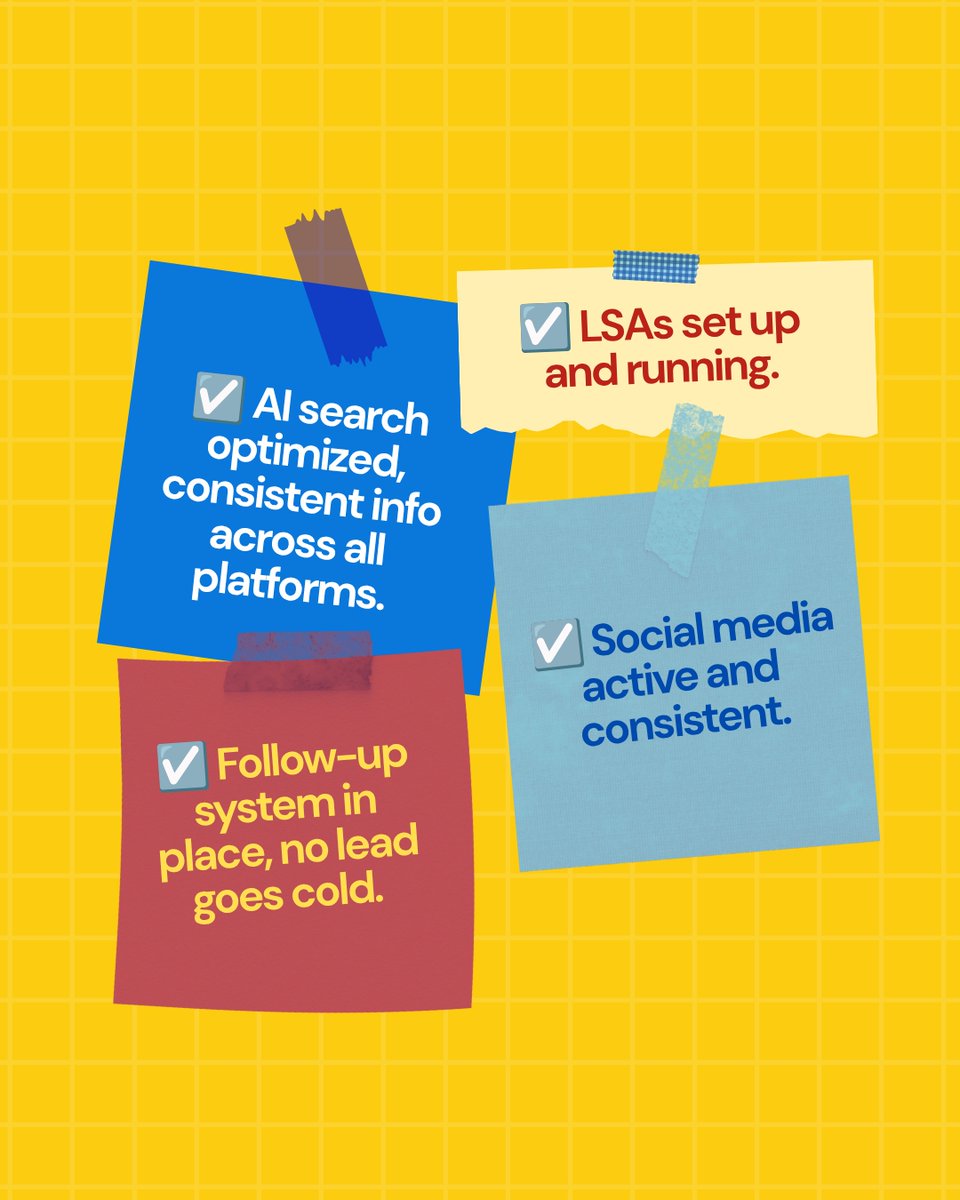 NearMe77095's tweet photo. Your Q4 local marketing checklist. ✅ 

How many can you check off right now? If it’s less than 6, that’s where we start.

https://t.co/OEwNpU4H61 👊

#LocalSEO #NearMeMarketing #ContractorMarketing #GBP #DigitalMarketing https://t.co/Zoge6Pd68C