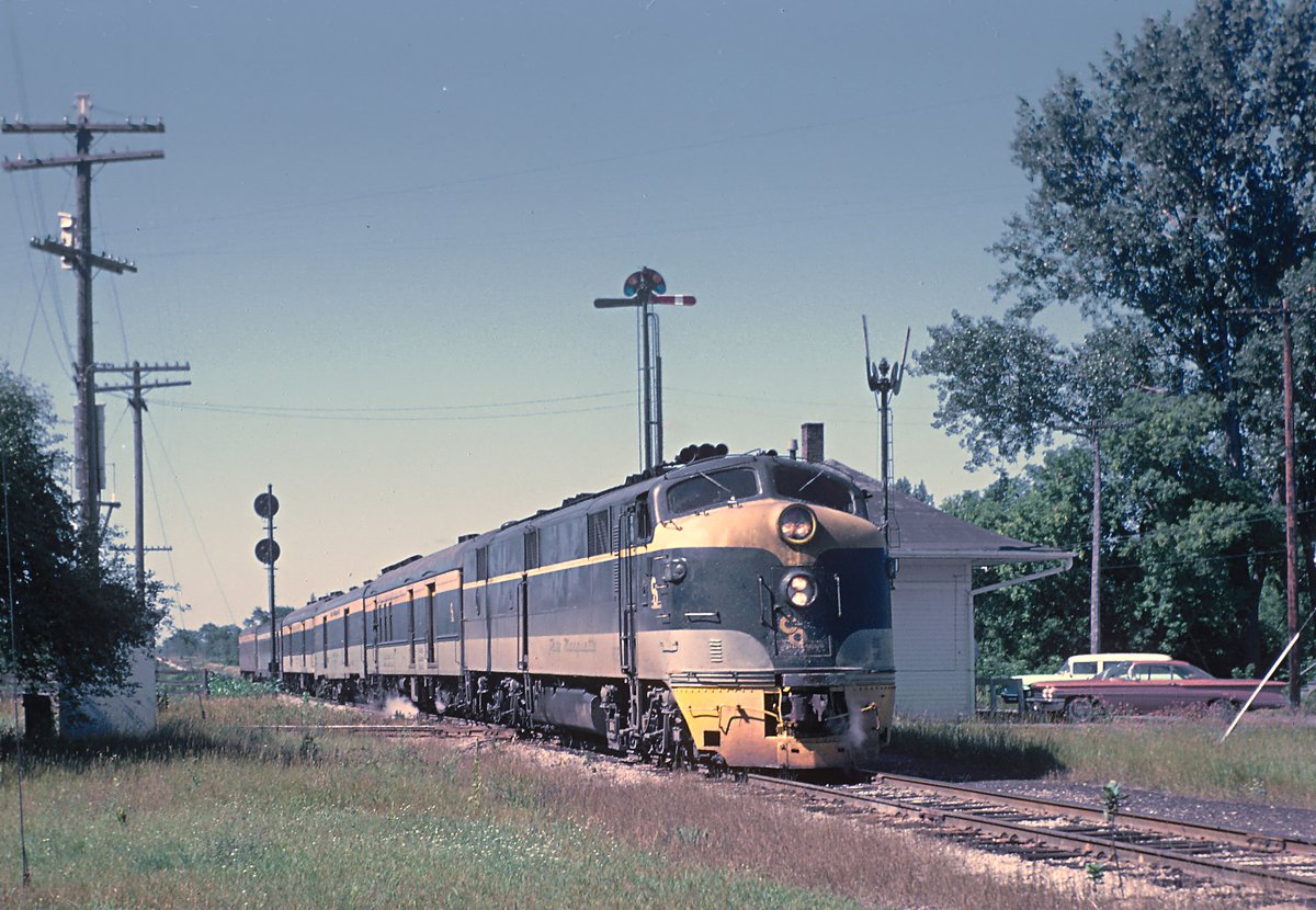 MDOT_Rail's tweet photo. #FBF Chesapeake and Ohio Railroad passenger trains on the Grand Rapids – Traverse City – Petoskey route passing through the Baldwin area in the early 1960s. Photos by and courtesy of Rick Burn.  #railhistory https://t.co/dGe5yPaYqc