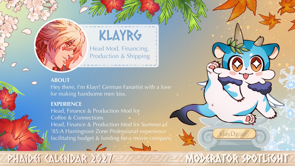 PhaideiCal2027's tweet photo. Our dear Friends of Phainon and Mydei.

Let us introduce to you our first mod of our wonderful team for this PhaiDei Calender Project 2027!

@KlayrG !

Our Mod for everything around Finance, Shipping and Production! 

#Phaidei #Phainon #Mydei #PMC27 https://t.co/VNycHmH5HJ