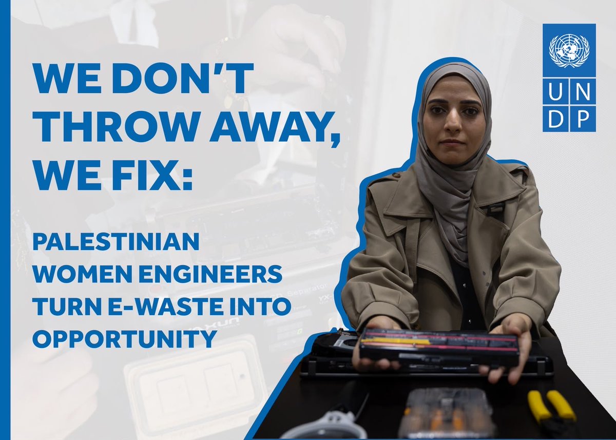 GEF_SGP's tweet photo. Not everything that is broken is beyond repair.  

With @theGEF and @UNDPPalestinian support, ♀️engineers are transforming e-waste into opportunity #ForPeopleForPlanet, and proving that innovation can begin with what others throw away.

https://t.co/sNi9pTXq1q https://t.co/ZFrV0Y9wX8