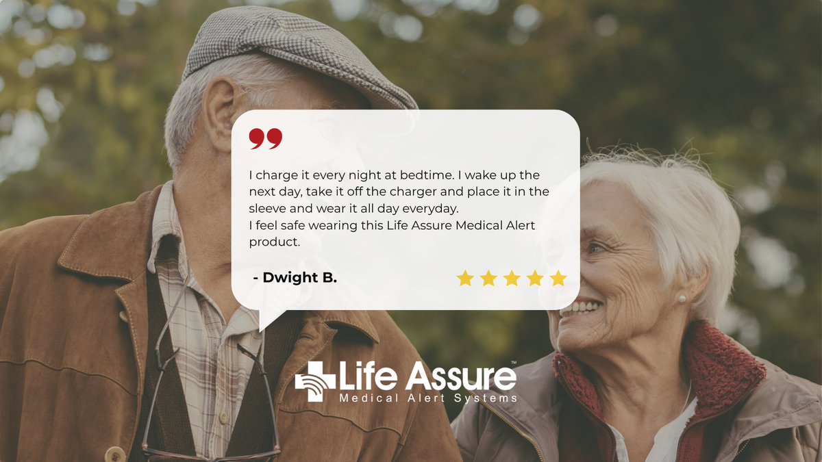 Lifeassurealert's tweet photo. "I charge it every night at bedtime. I wake up the next day, take it off the charger and place it in the sleeve and wear it all day everyday.
I feel safe wearing this Life Assure Medical Alert product."
- Dwight B.
#lifeassure #medicalalert #seniorliving #seniorcare https://t.co/f6L5KuIEOd