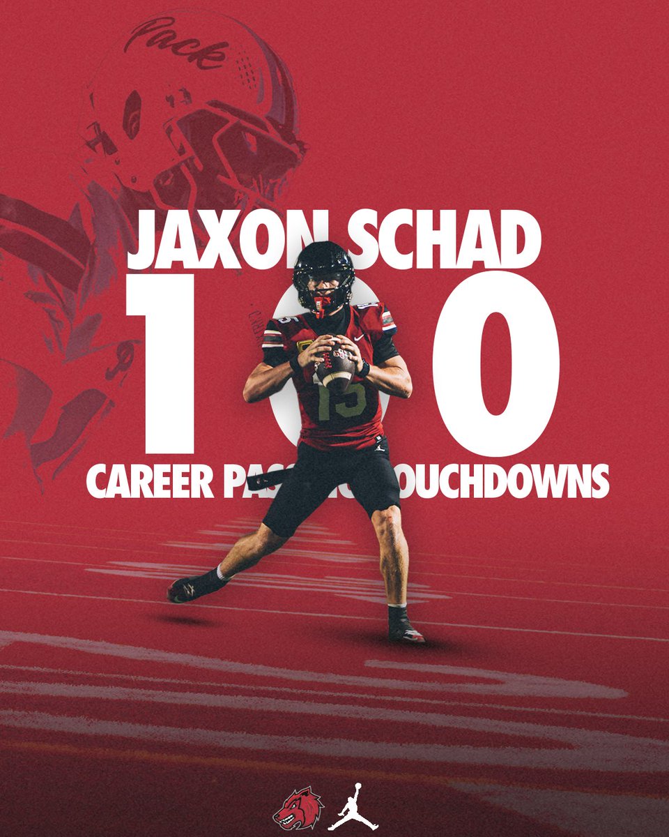 WeissFootball's tweet photo. 100 passing touchdowns! Congratulations Jaxon Schad https://t.co/ImrMeNy8CH