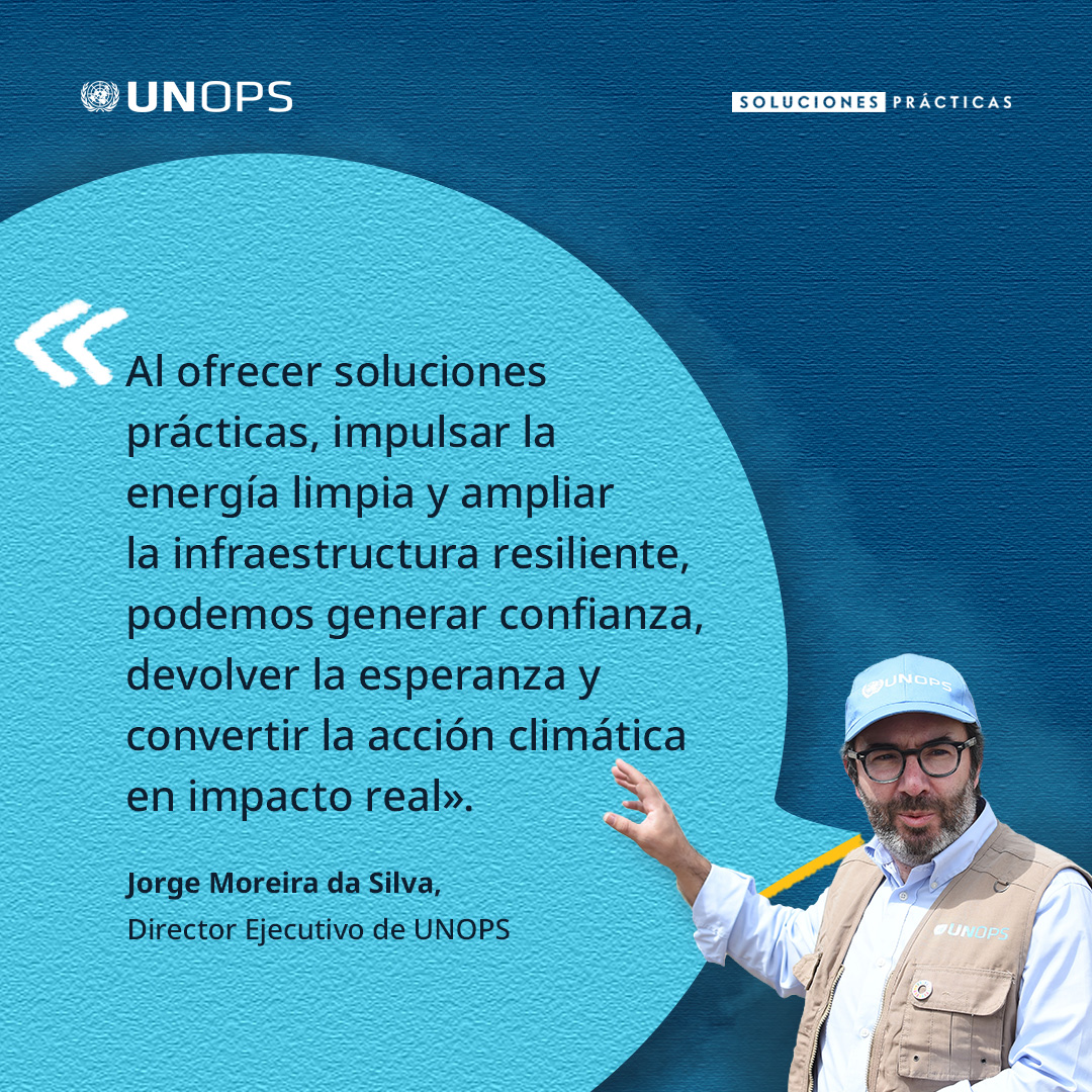 UNOPS_es's tweet photo. Para hacer frente a la crisis climática necesitamos algo más que promesas. 

UNOPS ofrece soluciones prácticas para salvar la brecha de implementación y convertir las ambiciones globales en #AcciónClimática a nivel local.

➡️ https://t.co/Qf6HgiLiss https://t.co/CQyfeSMm5i