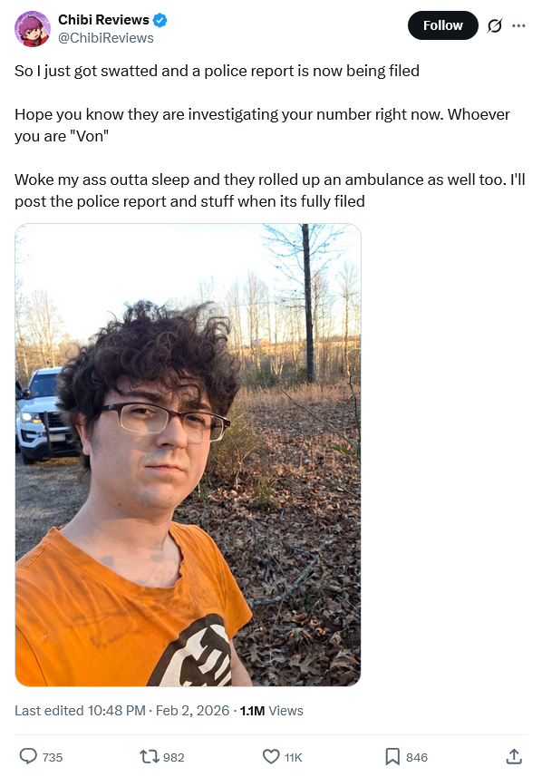 Gibbs_Two's tweet photo. Erm, update on the police report, Jacob?

It has now been over 7 months and 23 days since Chibi Reviews promised to release the police report about an alleged swatting incident he faced. https://t.co/N0fwX6x1m2