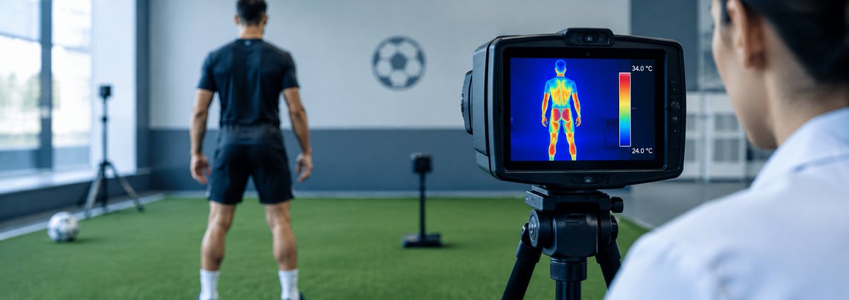 unibpr's tweet photo. ⚽🔬 El Dr. Álvaro Velarde Sotres, investigador de UNIB, estudia cómo la termografía infrarroja puede evaluar la fatiga, detectar riesgos de lesión y seguir la recuperación de los futbolistas. 🌡️

🔗Más detalles: https://t.co/sUvm3eJJNX https://t.co/8IeDg1kSLa