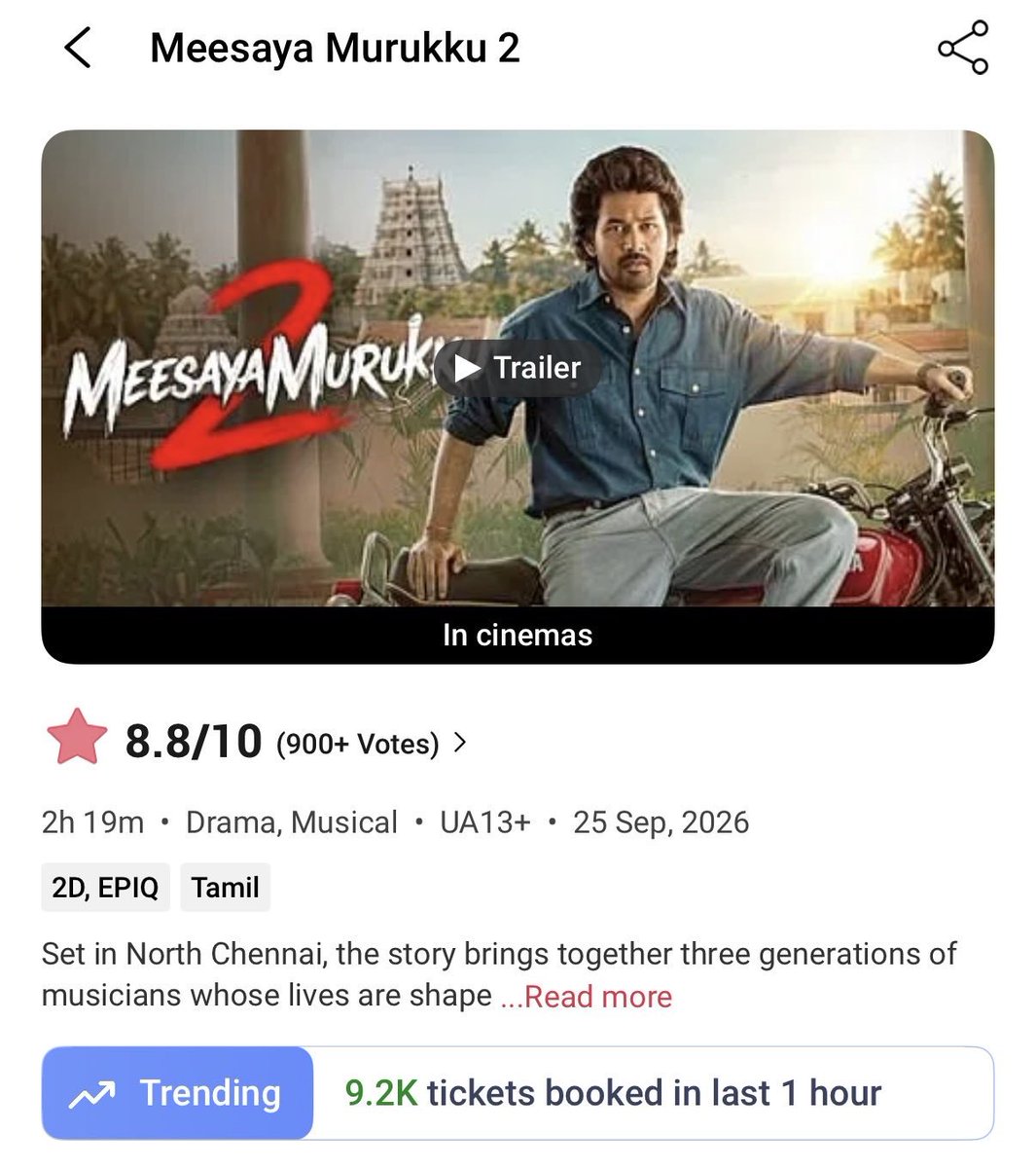 Suriya_rolex_'s tweet photo. NOC na ipdi irukanum 💥🔥

Suriya and his fans are most luckiest ❤️😍

#Meesayamurukku2 @hiphoptamizha https://t.co/OnLlA4d1Ya