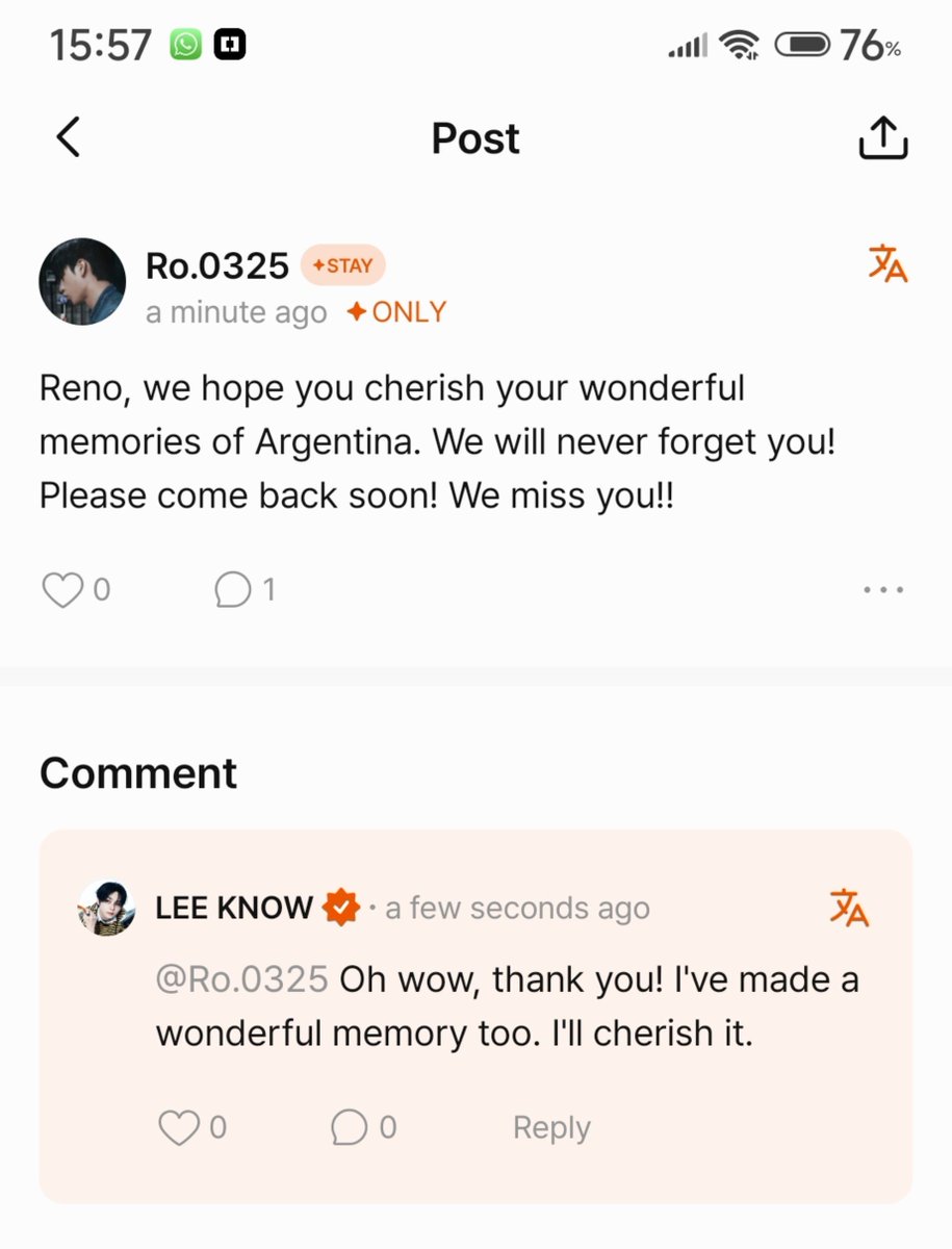 straykidsxzone's tweet photo. CHICAS LEE KNOW ME RESPONDIÓ EN BUBBLE SOBRE ARGENTINA https://t.co/KzKFHUoRXm