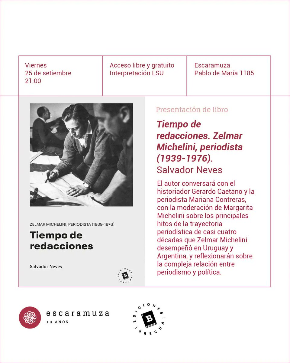 _Escaramuza's tweet photo. Hoy a las 21:00 tendremos la presentación del libro «Tiempo de redacciones».  Acceso libre y gratuito. https://t.co/ukqwerIdXl