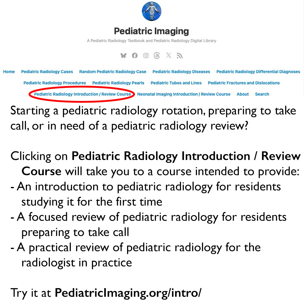 pedsimaging's tweet photo. Starting a pediatric radiology rotation, preparing to take call, or in need of a pediatric radiology review?
Try this at https://t.co/APRwb0Lg9O
#FOAMed #MedEd #FOAMRad #PedsRad #RadEd #RadRes #radiology #radiologia #pediatrics #paediatrics #pediatria https://t.co/qvoO2dqaK5