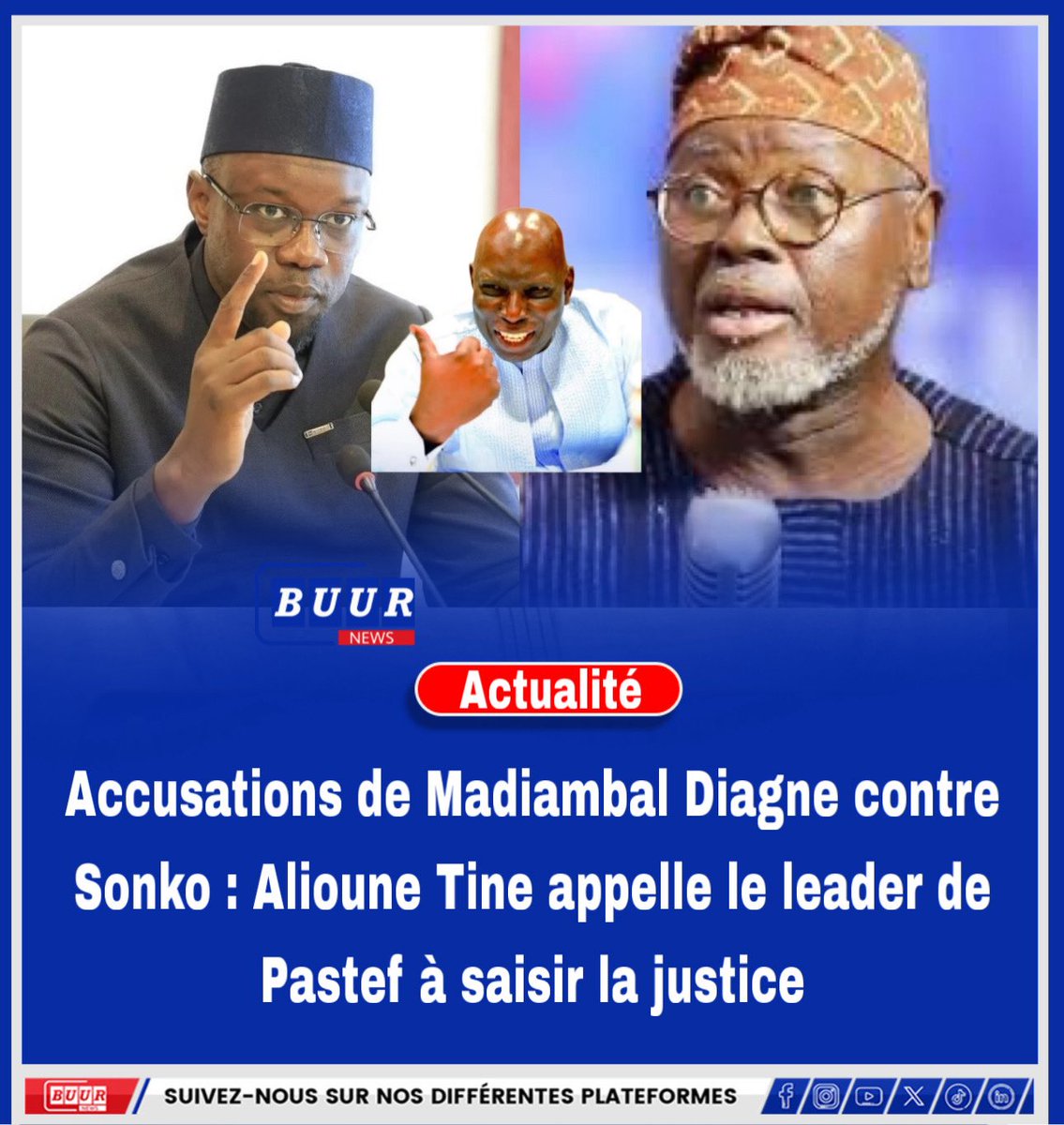 BuurNews's tweet photo. Au cours d’un entretien exclusif à PressAfrik, ce vendredi 25 septembre, Alioune Tine s’est prononcé sur les accusations portées par le journaliste Madiambal Diagne (en exil en France) à l’encontre d’Ousmane Sonko. Pour le fondateur d’Afrikajom Center, le président de l’Assemblée nationale, compte tenu de son influence, ne peut pas rester silencieux face à des «accusations graves». Selon lui, Sonko doit défendre son image, celle de son parti, mais également celle du Sénégal.

Alioune Tine dit ainsi ne pas comprendre que le leader de Pastef n’ait pas, selon lui, engagé de démarche judiciaire face à la gravité des accusations. Il estime que la situation a également pris une dimension internationale avec l’existence d’enquêtes évoquées autour de certaines affirmations. « Tu ne peux plus te taire, tu dois te prononcer », soutient-il, appelant Ousmane Sonko à porter l’affaire devant la justice.

Pour Alioune Tine, la justice doit permettre d’établir la véracité ou non des accusations. Il estime que si Madiambal Diagne a tort, celui-ci devra répondre de ses propos devant les tribunaux. À l’inverse, si des faits sont établis, la justice devra également en tirer les conséquences. Il insiste ainsi sur la nécessité de laisser les institutions compétentes trancher le différend.

Enfin, selon le fondateur d’Afrikajom Center, le recours à la justice fait partie du fonctionnement démocratique. Il estime qu’une personnalité politique de premier plan doit pouvoir répondre aux accusations qui la visent par les voies légales, plutôt que de laisser s’installer le silence et la polémique. Cette démarche permettrait, selon lui, de faire examiner les accusations et d’établir les responsabilités.
#PressAfrik