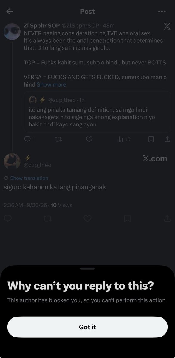 ZlSpphrSOP's tweet photo. @shhfedtap @yotimothyboi Itong si Tanga, duwag rin. 🤦🏻‍♂️ https://t.co/bWzcJFVMaX