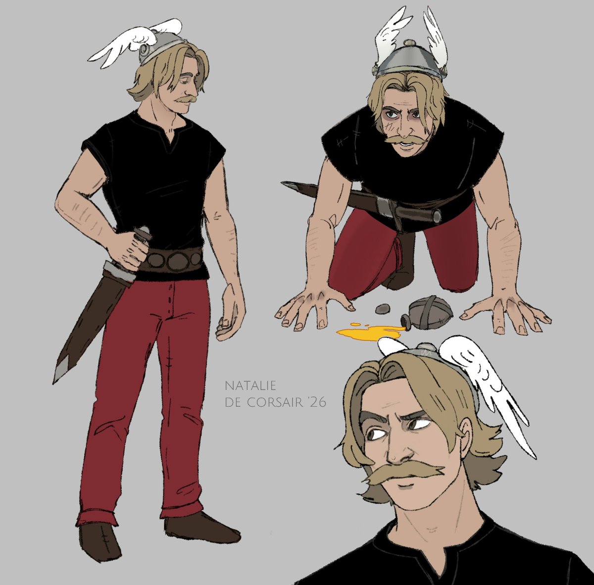 natalie_corsair's tweet photo. Does anyone remember Asterix? 

Here's my take on him in my style. Several artworks for your enjoyment. I based him on Clavier's Asterix, since he's my favorite version of the character https://t.co/dQRFRrjlOP