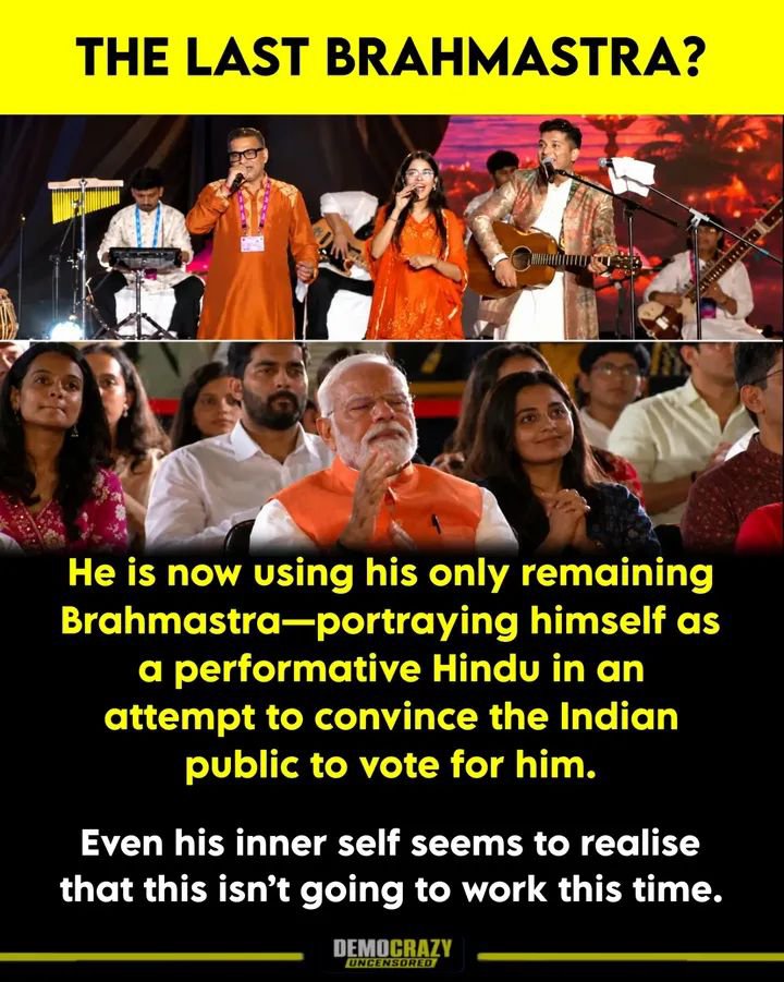 ScCardoz's tweet photo. When you fail miserably in governance then religion comes to your rescuse 😉☝️

He knows he is in serious trouble, and that the public is genuinely upset with him and his government.
And everywhere, the same message seems to be echoing: Modi, it's done, bro. https://t.co/8XipwTqRA6