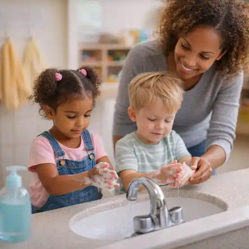 ChildCareEd's tweet photo. #children #handwashing Why Doesn’t a Handwashing Reminder Alone Close Germ-Control Gaps in Child Care?: Handwashing reminders help children remember the steps, but they cannot overcome barriers such as rushed transitions, missing supplies, inaccessible… https://t.co/LJfR4DcWD3 https://t.co/jejPWQOUVX