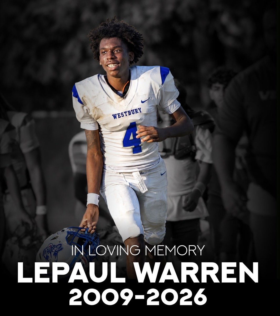 txfblife's tweet photo. We are deeply saddened to hear of the tragic passing of Westbury High School standout LePaul Warren

Our thoughts and prayers are with his family, friends, teammates, coaches, and the entire Westbury community https://t.co/Hu3gw8iyeU