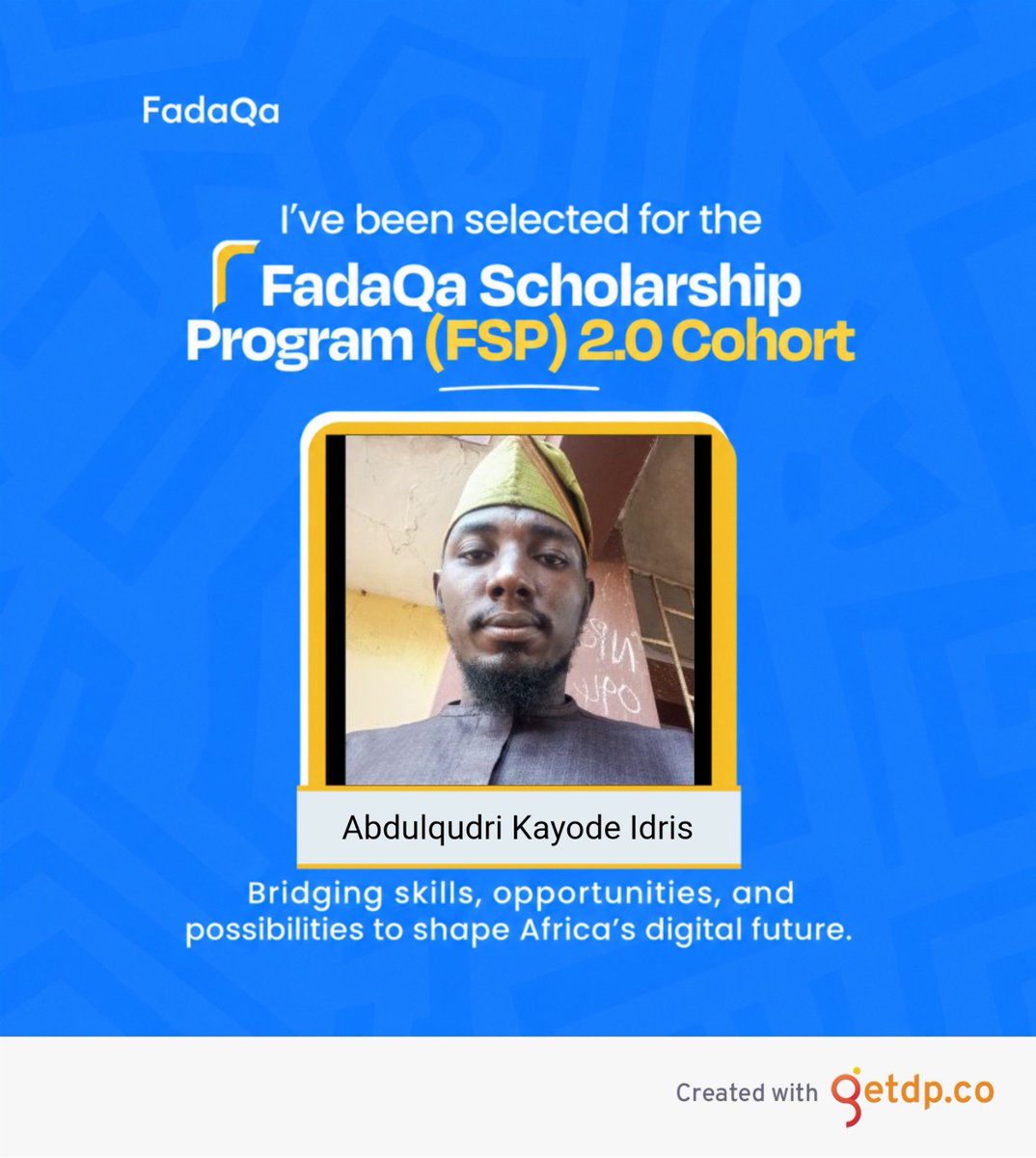 MarshallIdris's tweet photo. So glad to have been chosen as one of the few to be a part of the FadaQa scholarship programFSP 2.0 Cohort.
@FadaQa_
#FadaQaTechScholars
#FSP2.0 https://t.co/8pJq4N0A6B