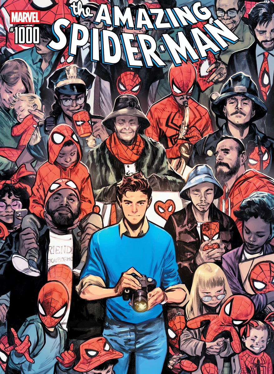 SiteJamesons's tweet photo. LINDA! Essa deveria ter sido, desde o início, a capa principal de O Espetacular Homem-Aranha #1.000.

É o herói junto do povo. Junto dos trabalhadores. Junto dos civis. O Homem-Aranha é gente como a gente ❤️

🖌 @PepeLarraz https://t.co/hTjQbPvejx