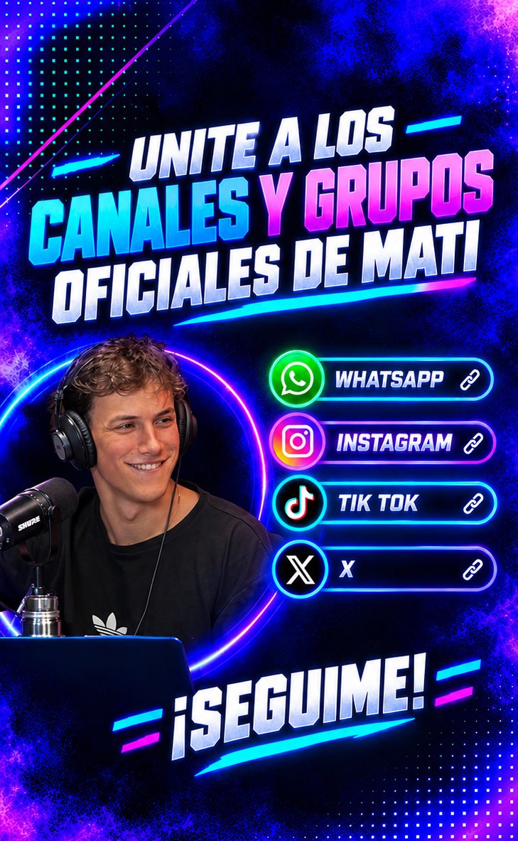 calimares14's tweet photo. 𝙇𝙊𝙎 𝙂𝙍𝙐𝙋𝙊𝙎 𝘿𝙀 𝙈𝘼𝙏𝙄 📲

Sumate a los grupos, participá, compartí y ayudemos a que Mati siga avanzando dentro de la casa. 🔥

➡️ 𝗧𝗜𝗞 𝗧𝗢𝗞 https://t.co/Kv8S7Jwl7y

➡️ 𝗜𝗚 https://t.co/M2eozZkUZy

➡️ 𝗪𝗣𝗣 https://t.co/Z4WeornBvo

➡️ 𝗫 https://t.co/BEB1YotWge https://t.co/OMPnQ0XfT9
