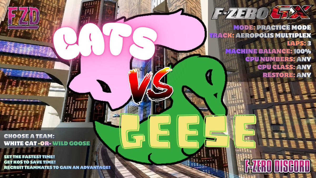 FZD_Official's tweet photo. CATS VS GEESE is live!
#FZERO #FZEROGX #FZD #GGP8 https://t.co/ENsTR4NoY8