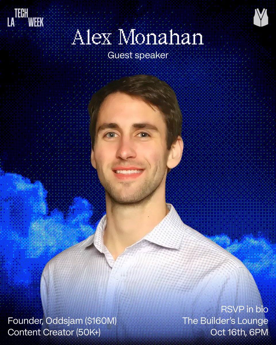 kierrroth's tweet photo. This is going to be the event of the century

So excited to announce that @AlexMonahaqyrt will be joining us @vestucla our LA @Techweek_ event on 10/16! 

We’ll also have a featured demo from @warpdotdev, and now have the opportunity to give away $100 in @DevinAI credits to 4 teams who demo their product for the room.

Meet your next investor, hire, cofounder, or best friend

Spots are limited, RSVP & Demo Application link in comments