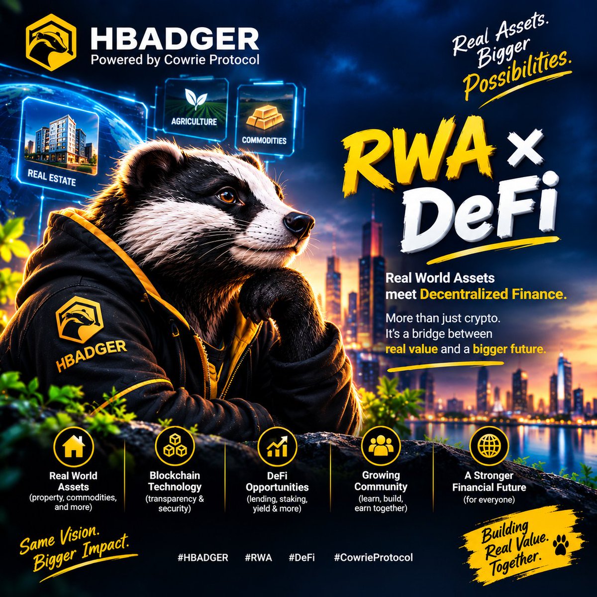 Priscillam9v's tweet photo. HBADGER 🦡 is building with purpose.

RWA + DeFi + community-driven innovation. 🔥

Real-world value, brought on-chain with Cowrie Protocol.

The future is being built. 🚀

#HBADGER #RWA #DeFi #Web3 https://t.co/v6h4FMLfl1