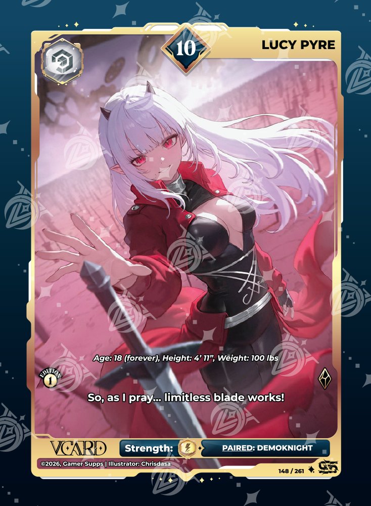 LucyPyre_'s tweet photo. LEGALLY DISTINCT BLADE WORKS!!!!!!!

THE NEW VCARD SET JUST LAUNCHED AND I'M REALLY PROUD OF THE WORK THAT THE ARTISTS DID ON MY SET!!!! THIS ONE IS MY PERSONAL FAVORITE :D CAN YOU GUESS WHY.... https://t.co/gmkS8JpGok