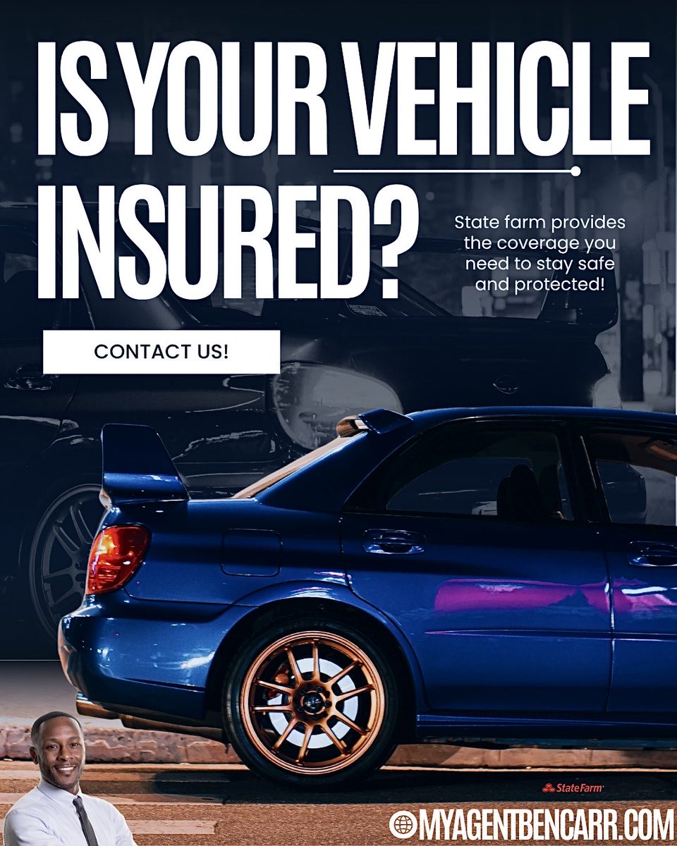 MyAgentBenCarr's tweet photo. ‼️Drive smart. Stay protected. Car insurance isn’t just smart, it’s essential.

#DriveProtected #Insurance #StayCovered #statefarm #bencarrstatefarmagency https://t.co/cV3KX0O9qv