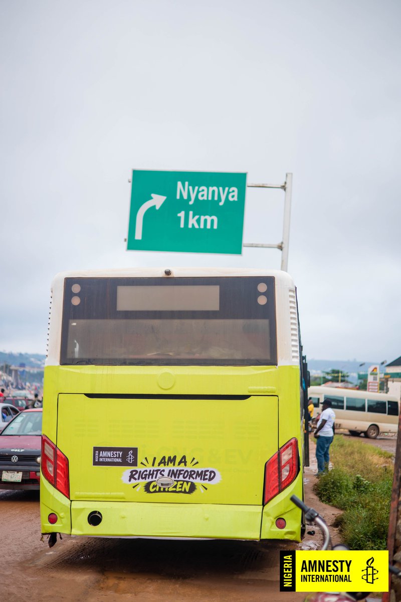 AmnestyNigeria's tweet photo. Abuja showed up and showed out!
Hundreds reached across Kubwa–Berger, Lugbe-Berger and Nyanya–Berger.
Next stop: #Kano. Get ready, we'll see you soon! 👀
#HumanRightsOnTheMove #FreeBusRide #RightsInformedCitizens #Abuja #DoYouKnowWhoIAm https://t.co/O2myvEmm24