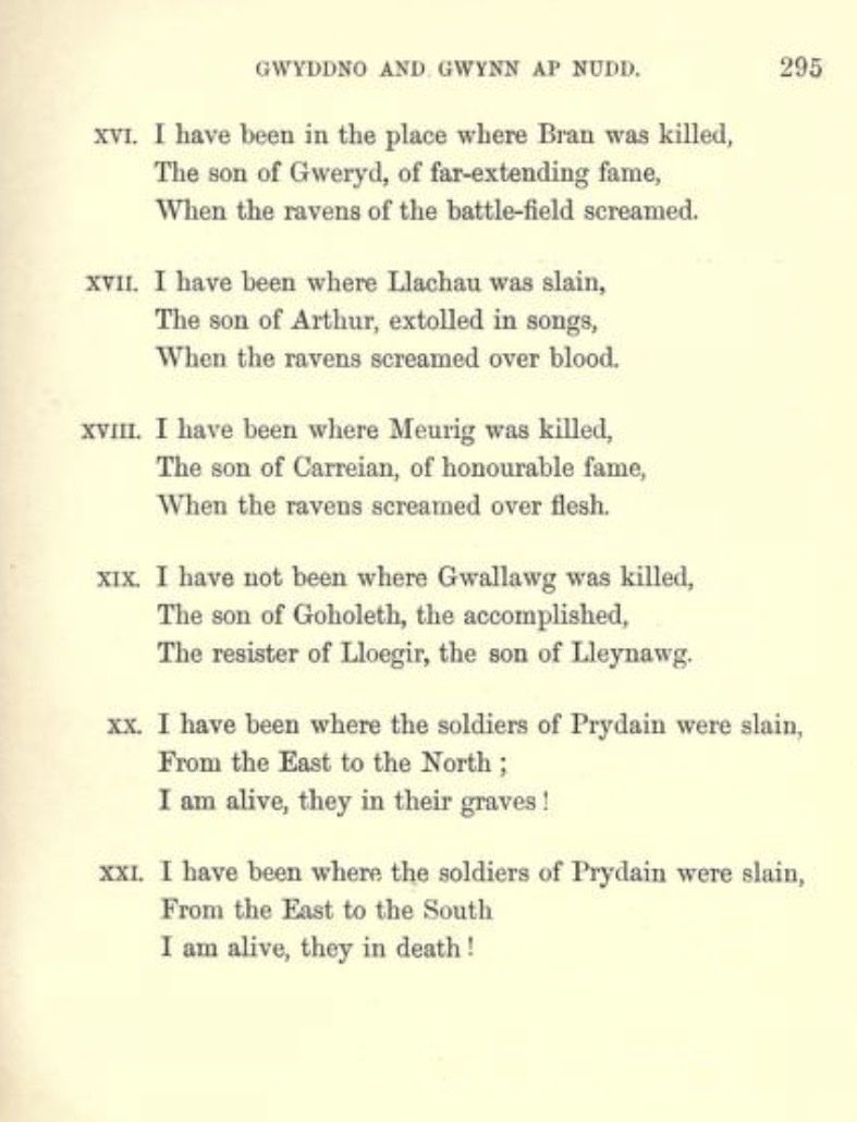 grendels_arm's tweet photo. Gwyn ap Nudd with a positively Odinnic appearance in this poem from the Black Book of Carmarthen. A “lord of hosts”, the “hope of armies”, reveals to the foe he spares that he is present at every battle where valiant Britons are slain while the crow cries for gore. https://t.co/6xRtDpMB2w