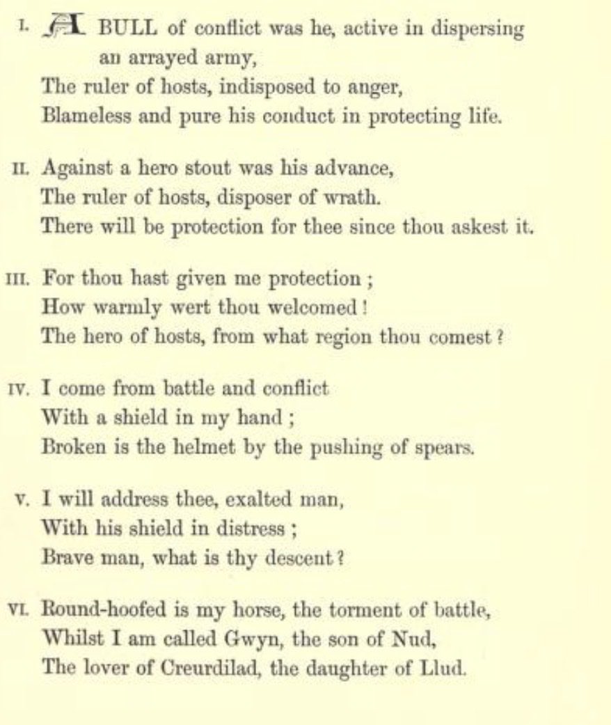 grendels_arm's tweet photo. Gwyn ap Nudd with a positively Odinnic appearance in this poem from the Black Book of Carmarthen. A “lord of hosts”, the “hope of armies”, reveals to the foe he spares that he is present at every battle where valiant Britons are slain while the crow cries for gore. https://t.co/6xRtDpMB2w
