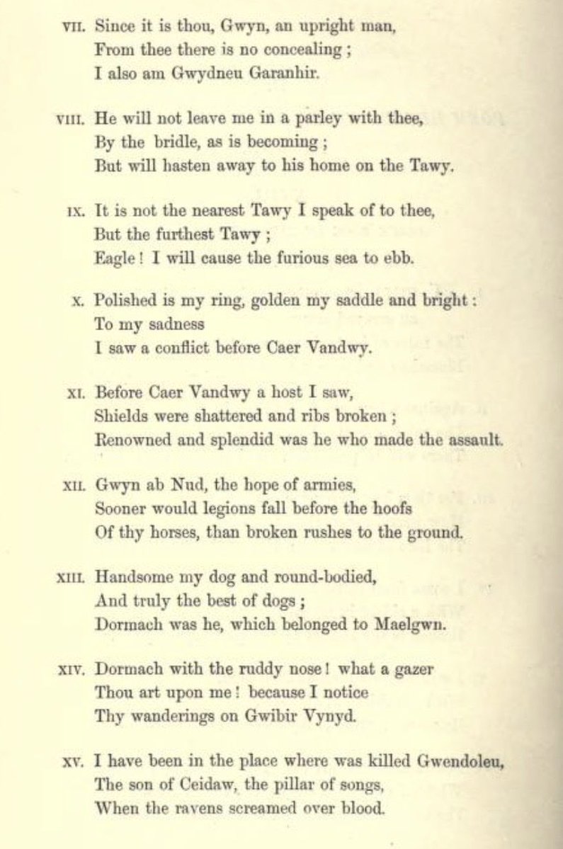 grendels_arm's tweet photo. Gwyn ap Nudd with a positively Odinnic appearance in this poem from the Black Book of Carmarthen. A “lord of hosts”, the “hope of armies”, reveals to the foe he spares that he is present at every battle where valiant Britons are slain while the crow cries for gore. https://t.co/6xRtDpMB2w