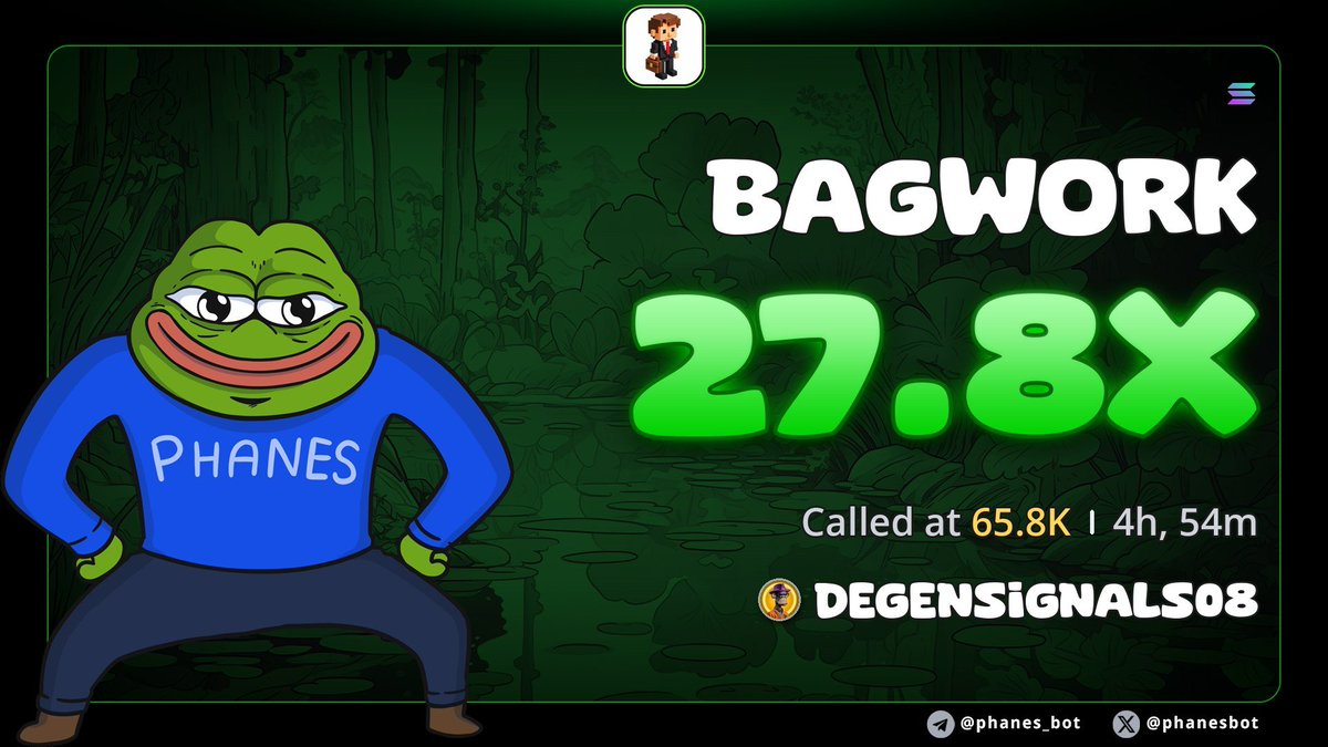 DEGENSIGNALS08's tweet photo. Successful 27.8x up on my call $BAGWORK
Early entries are stacking massive profits while momentum keeps ripping 🚀
 
CA:

5NhN6zzDkzwXFGPFqtpTopV4ttBeZ6CWy1oRL9Rkpump https://t.co/z4XTuDTDV0