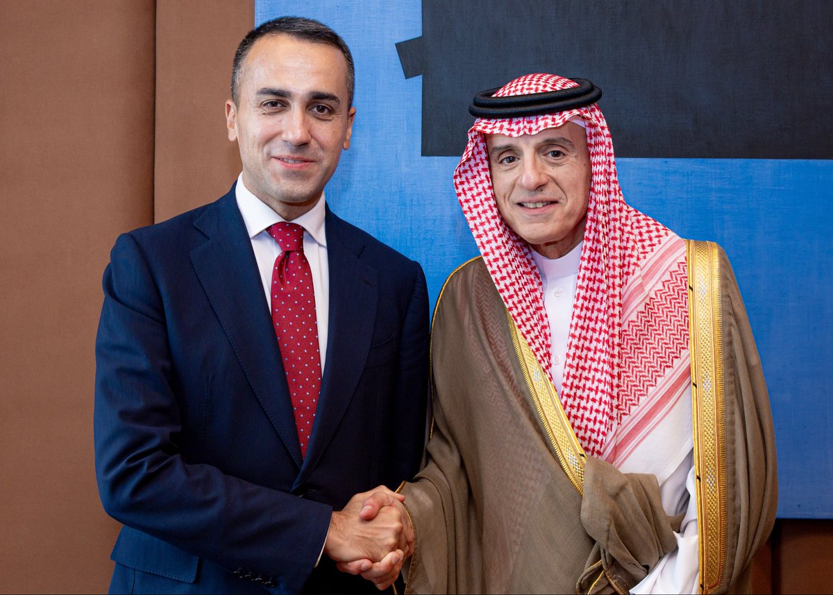 KSAmofaEN's tweet photo. #NewYork | Minister of State for Foreign Affairs, Member of the Council of Ministers, Climate Envoy, and Commissioner General of Expo 2030 Riyadh H.E. @AdelAlJubeir met with EU Special Representative for the Gulf region Luigi Di Maio on the sidelines of the High-Level Week of #UNGA81.

#SaudiArabiaAtUN🇸🇦🇺🇳